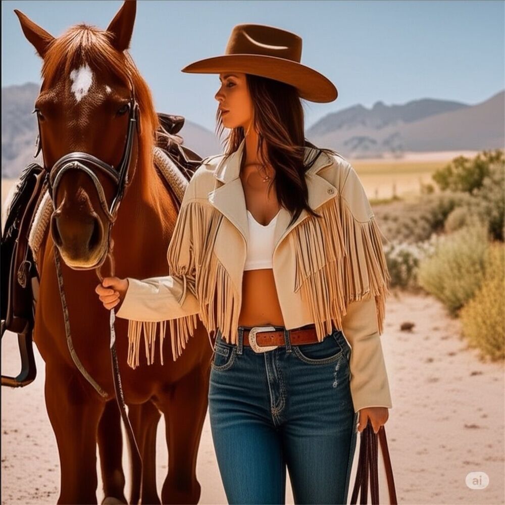 Cropped Western Jacket Fringe Detail Boho Cowgirl